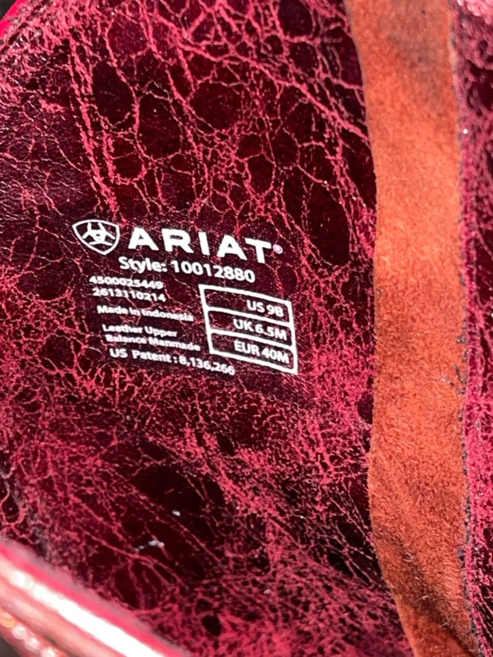 Ariat Deep Red Leather Western Boots with Stud Detail - Picture 2 of 7